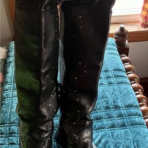 Lane black studded OTK boots